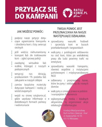 Pakiet 50 ulotek kampanii Ratuj Konie