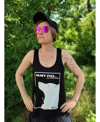 Koszulka damska na ramiączkach FAJNY PIES... ZE SCHRONISKA 