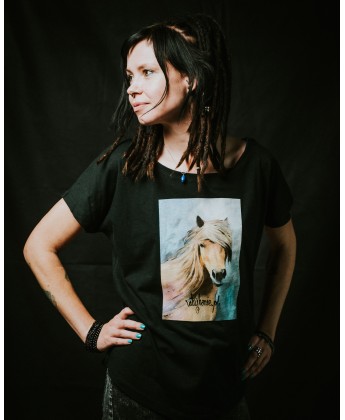 Koszulka damska luźna RATUJ KONIE namalowany konik