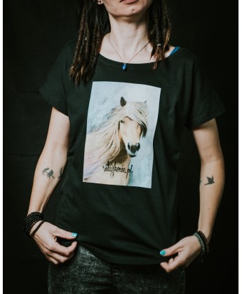 Koszulka damska luźna RATUJ KONIE namalowany konik