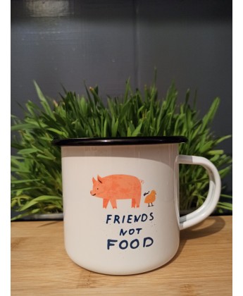 Kubek metalowy Viva!  FRIENDS NOT FOOD  (300 ml)