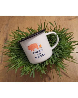 Kubek metalowy Viva!  FRIENDS NOT FOOD  (300 ml)