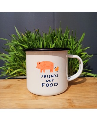 Kubek metalowy Viva!  FRIENDS NOT FOOD  (300 ml)