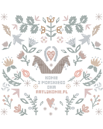 Wzór do haftu krzyżykowego: motyw Konie z Morskiego Oka