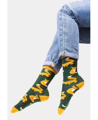 Skarpetki Lis zielony z bawełny organicznej