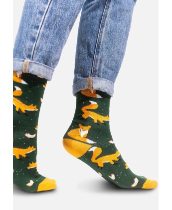 Skarpetki Lis zielony z bawełny organicznej