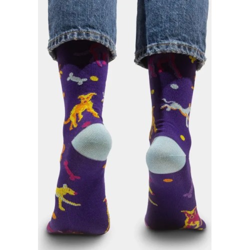 Skarpetki fioletowe Pieski z bawełny organicznej